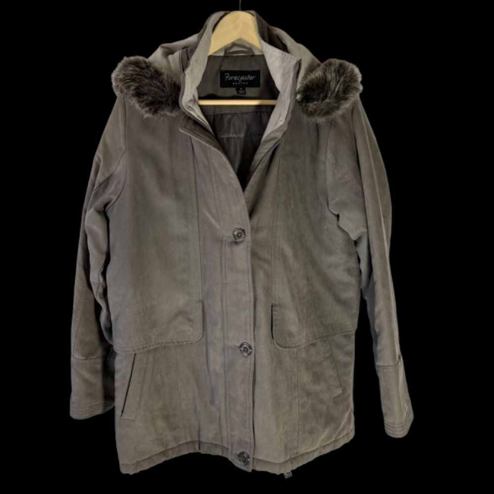 Forecaster of Boston Vintage Taupe Brown Faux Fur Trim Parka Sz M